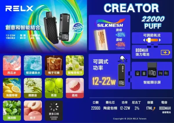 RELX悅刻 Creator<br>積木22000口<br>12W~22W可調